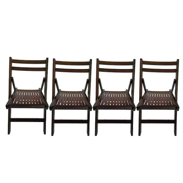 Amucolo Cherry Slatted Wood Outdoor Folding Dining Chair (Set of 4)