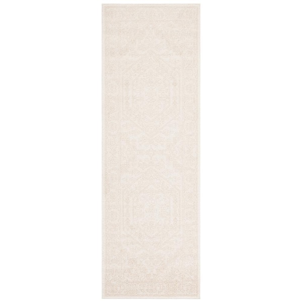 Adirondack 3 ft. x 10 ft. Ivory/Beige Border Medallion Runner Rug