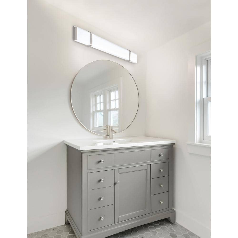 Brushed Nickel LED Outdoor Vanity Light with White Acrylic Diffuser