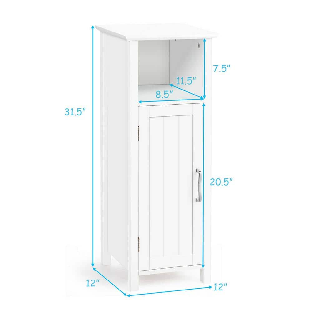 White MDF Freestanding Cabinet with Adjustable Shelf