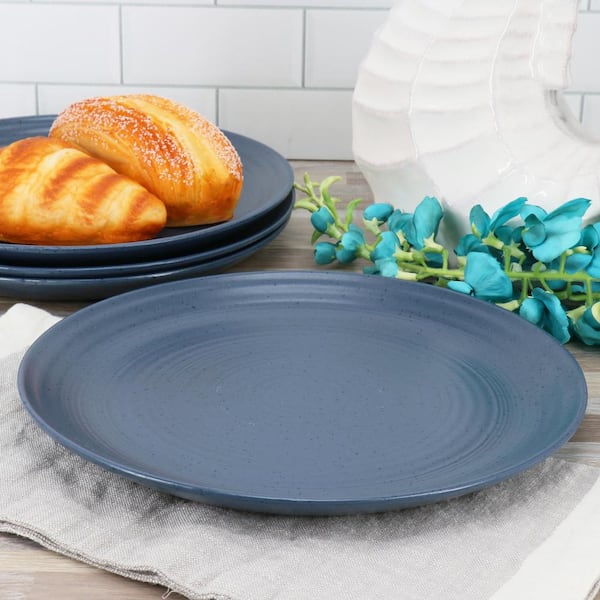 BEE & WILLOW Home Milbrook 4-Piece 10 in. Dinner Plate Set in Speckled Blue  985120491M - The Home Depot