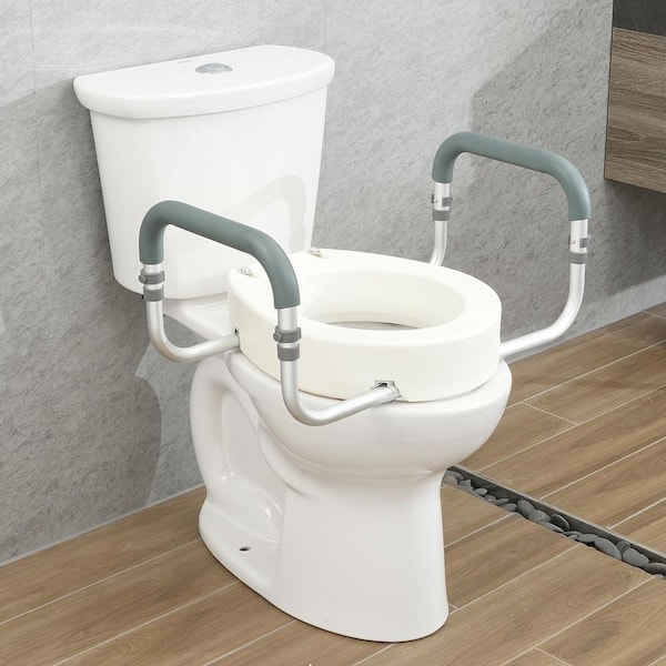 Raised Toilet Seat 10 in. x 24 in. Elevated Toilet Seat in white 300 lbs. Weight Capacity for Standard Round Toilet