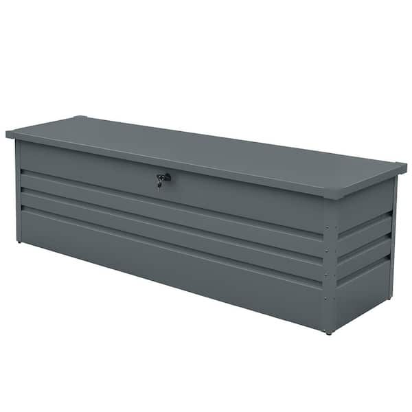 260 Gal. Dark Gray Large Metal Lockable Outdoor Storage Bench