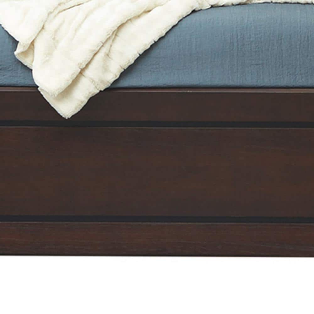 Transitional Queen Bed with Panel Headboard in Cocoa Brown