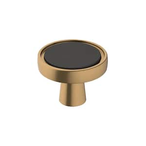 Mergence 1-3/8 in. (35mm) Modern Matte Black/Champagne Bronze Round Cabinet Knob