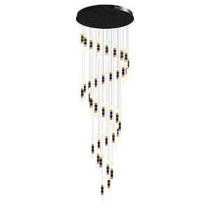 Modern Chandelier 189 in. H 36-Lights LED Gold and Black Chandelier for Staircase, Foyer, Living Room, Bulb Included