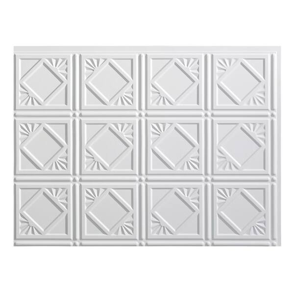 Fasade 18.25 in. x 24.25 in. Matte White Traditional Style # 4 PVC Decorative Backsplash Panel