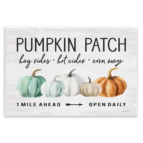 Stupell Industries Pumpkin Patch Farmhouse Sign Autumn Gourds by Lettered and Lined Unframed Graphic Typography Art Print 10 in. x 15 in.