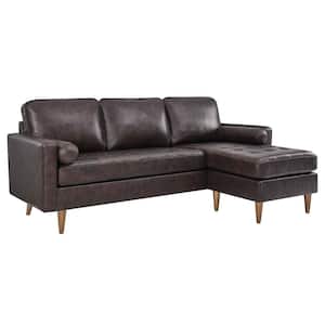 Valour 78 in. Leather Apartment Sectional Sofa in Brown