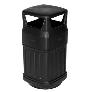 16 Gal. Black Indoor Outdoor Open Dome Top Commercial Trash Can with Dome Lid