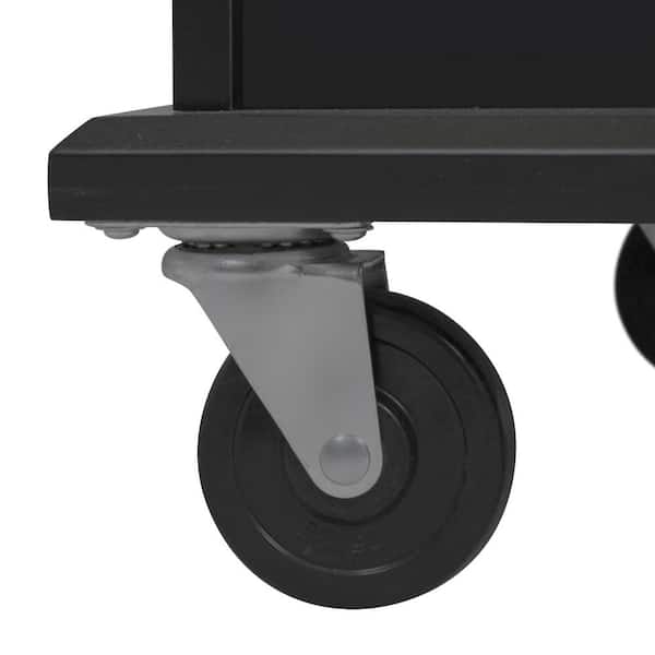 Storage Black Wood 53.94 in. Kitchen Island with Drawer in Black  