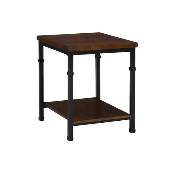 Linon Home Decor Austin 18 in. Brown and Black Rectangle Wood End Table with Shelf