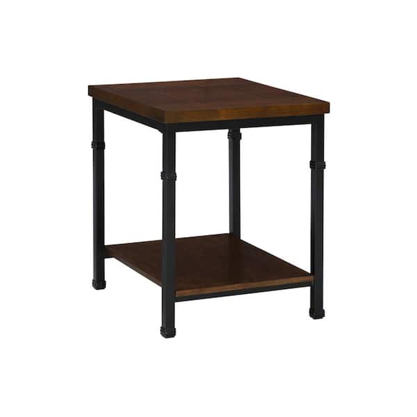 Linon Home Decor Austin 20"L x 18"D x 22"H Ash Veneer End Table with Black Metal Frame