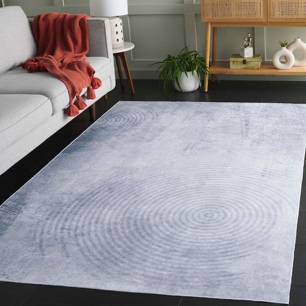 Malibu Gray  5 ft. x 8 ft. Machine  Washable Abstract Swirl Area Rug