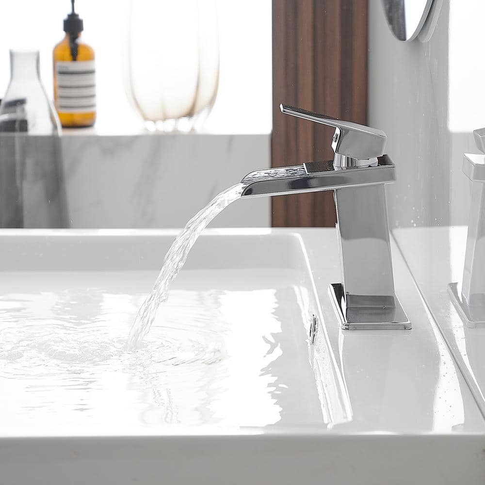 Polished Chrome Waterfall Single-Handle 6.61" Bathroom Faucet