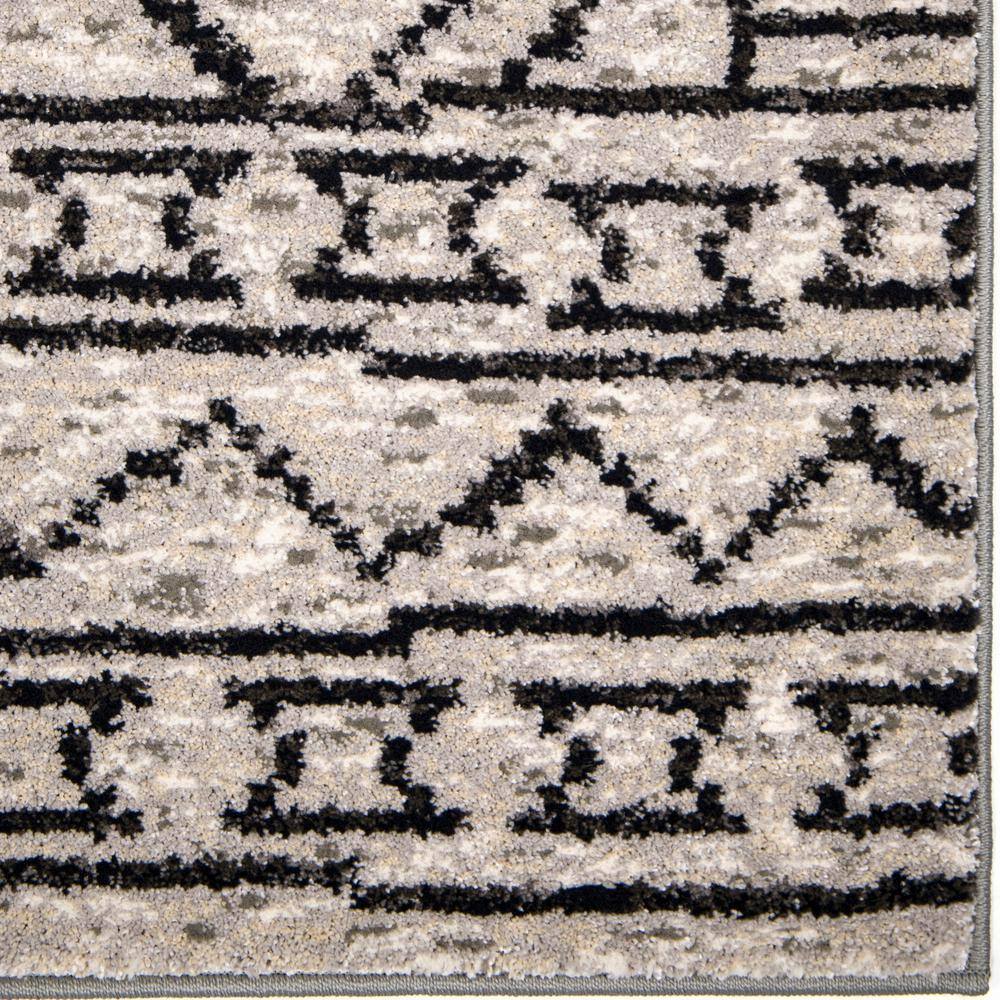 Gray and Black Rectangular Synthetic Southwestern Area Rug
