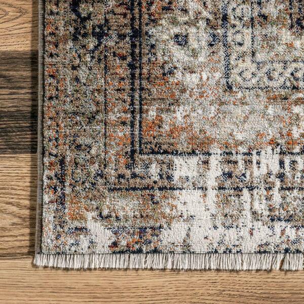 RUGIADA 10th Anniversary チャーム nuLOOM Charvi Distressed Medallion Fringe Multi 8 ft. x 10