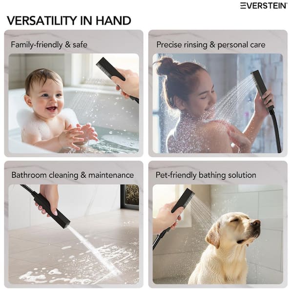 EVERSTEIN 7-Spray 20 in. Flush Ceiling Mount Fixed and Handheld