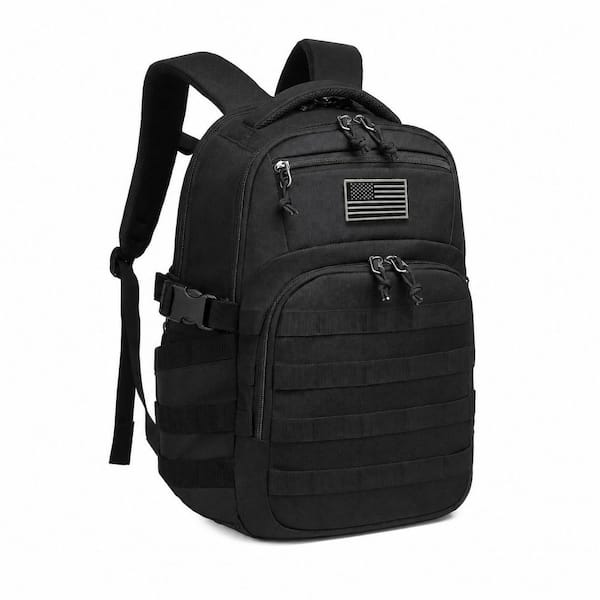 Black Tactical Backpack Military Assault Bag Durable 900D Fabric MOLLE System Versatile Outdoor Hiking Travel