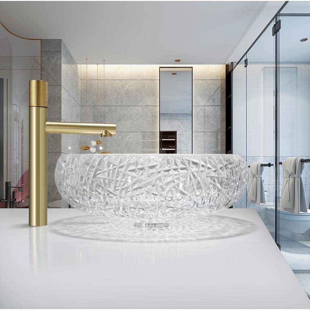Moonshell 17" Clear Tempered Glass Circular Vessel Sink