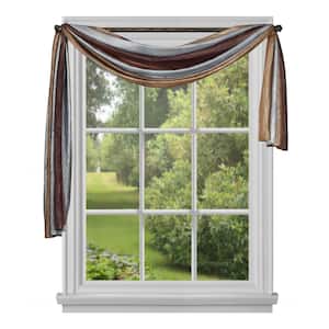 Ombre 144 in. L Polyester Window Curtain Scarf in Chocolate