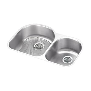 Lustertone 31.25 in. Undermount Double Bowl Lustrous Satin Stainless Steel Kitchen Sink