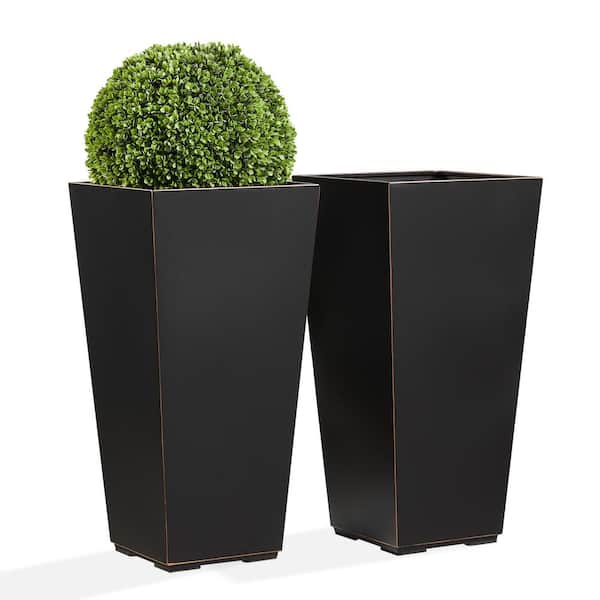 EDYO LIVING Metal Flower Planter Box Garden Yard Decorative Window Box (Set of 2)