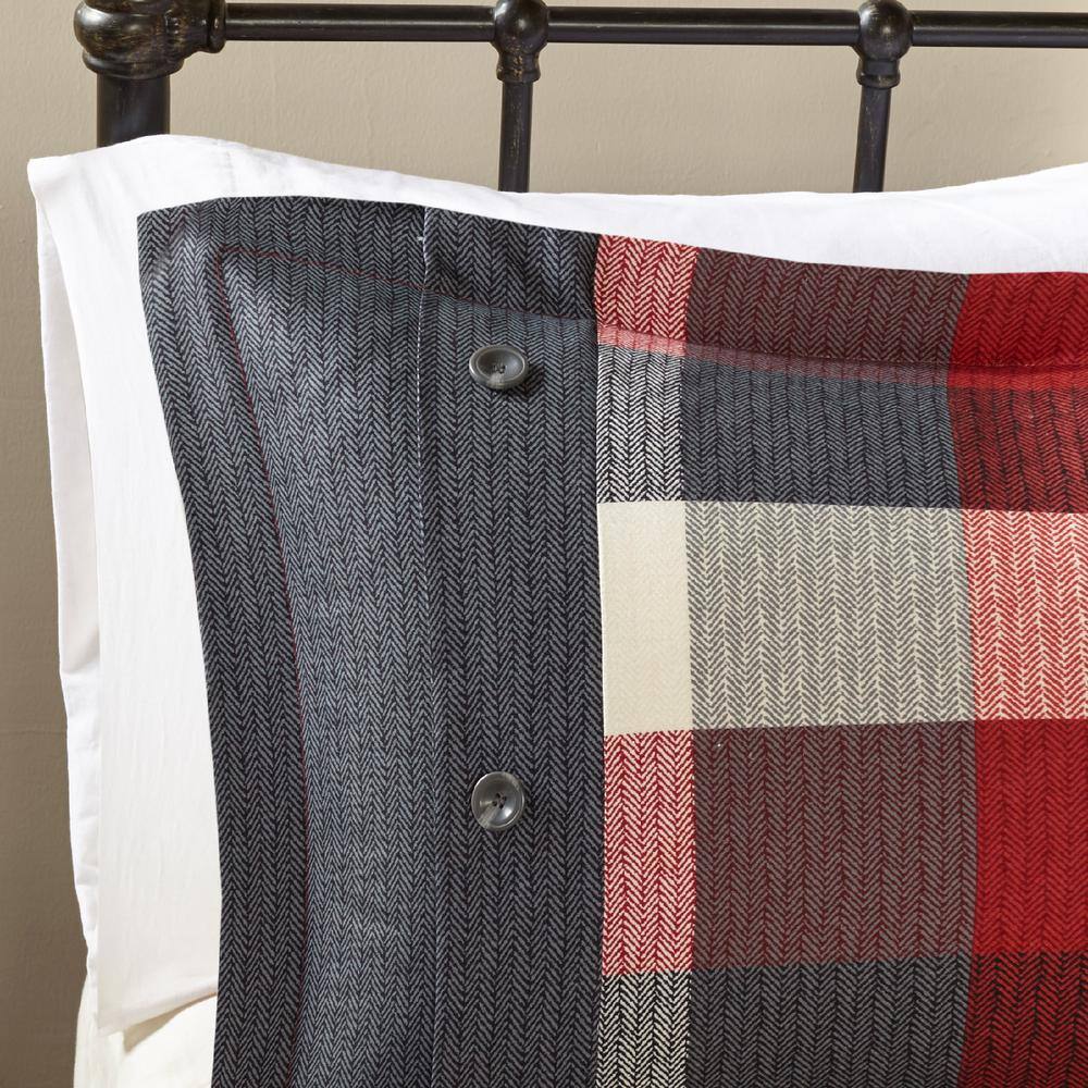 California King Red Microfiber Herringbone Comforter Set