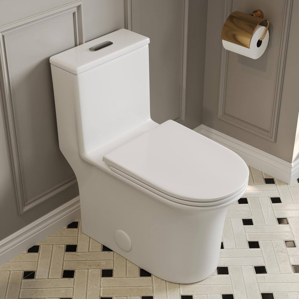 DEERVALLEY 1-Piece 1.1/1.6 GPF Dual Flush Elongated Toilet 12 in. Rough ...