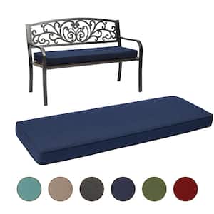 46.5 in. x 17.7 in. x 3 in. Outdoor Bench Cushion Seat Pads with Removable Cover in Dark Blue