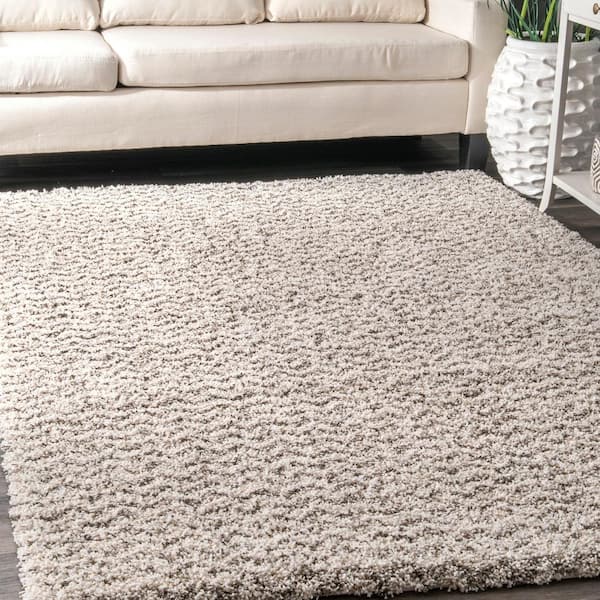 Cuellar Chevron Shag Ivory 9 ft. x 12 ft. Area Rug