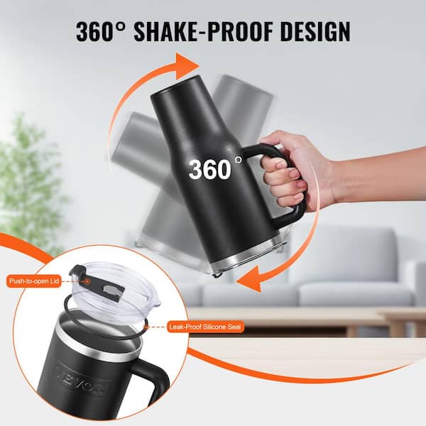 VEVOR Insulated Water Bottle 40 oz. Black Stainless Steel