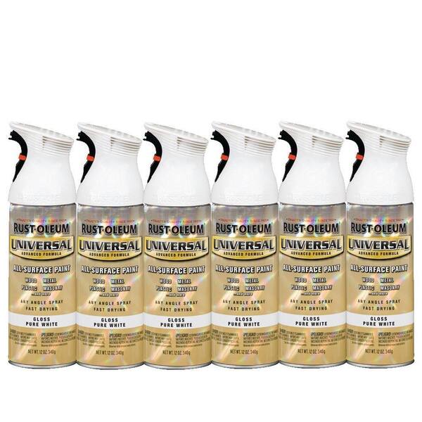 Rust-Oleum Universal 12 oz. Gloss Pure White Spray Paint (6-Pack)-DISCONTINUED