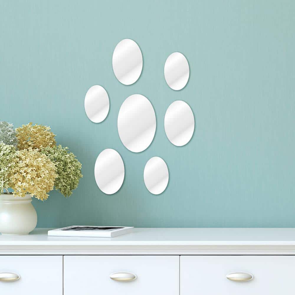 Elements Oval Frameless Wall Mirror Set, Glass, 7-Piece