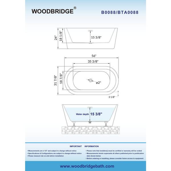 WOODBRIDGE Manchester 56 in. Acrylic FlatBottom Double Ended