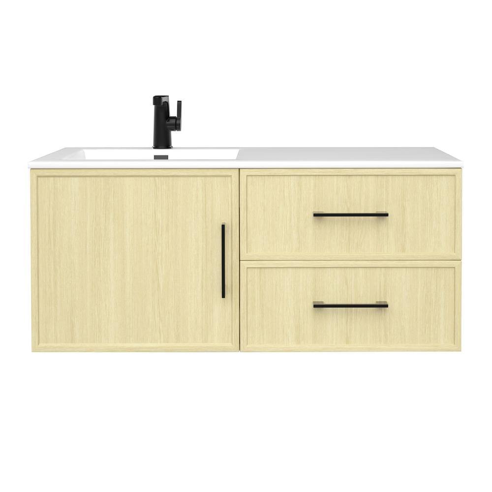 Razza 42 in. W x 18.25 in. D x 20 in. H Single Sink Wall Mounted Bath Vanity in Lago with Cultured Marble Top in White price history on PriceWatchPro