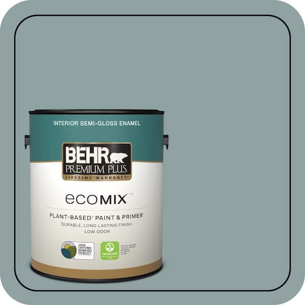 1 gal. #N440-4 October Sky Semi-Gloss Enamel EcoMix Plant-Based Interior Paint & Primer