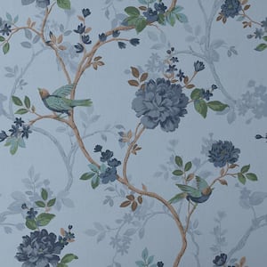 Traditional Bird Blue Peel and Stick Removable Wallpaper Panel (Covers Approximately 26 sq. ft.)