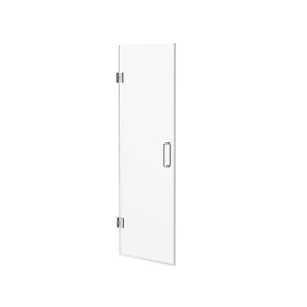 Kobiworks Nirvana 28.75 in. - 27.875 in. W x 76 in. H Frameless Hinged Shower Door in Chrome with 3/8 in. Clear Glass (10 mm)