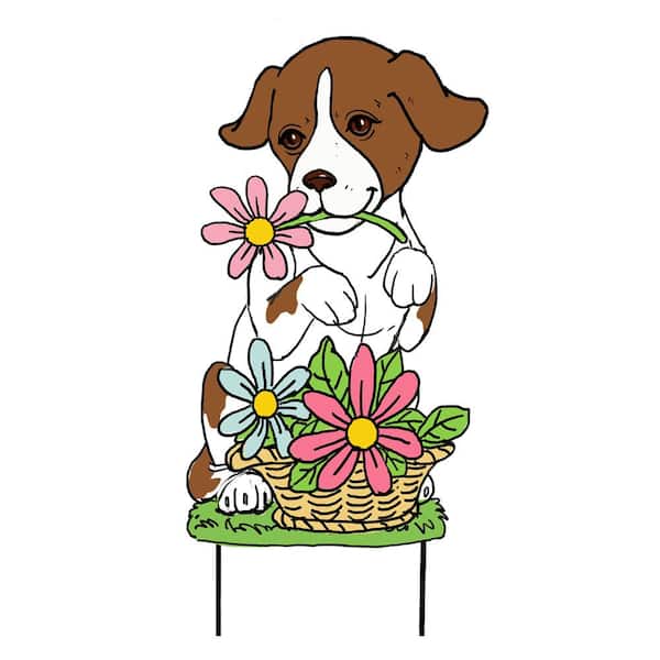 Unbranded 24 in H Metal Lawn Decor Dog Stake Each