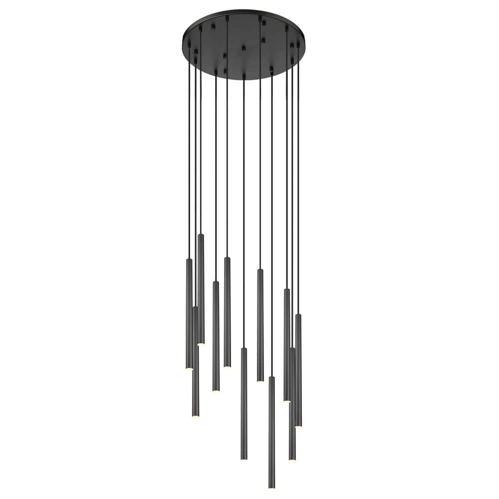 Forest 24 inch Matte Black 11 Light Integrated LED Chandelier
