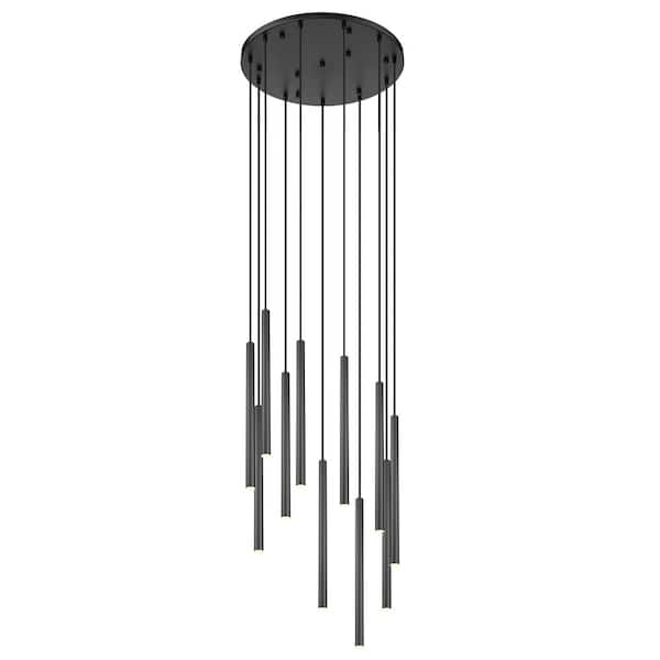 Unbranded Forest 24 inch Matte Black 11 Light Integrated LED Chandelier
