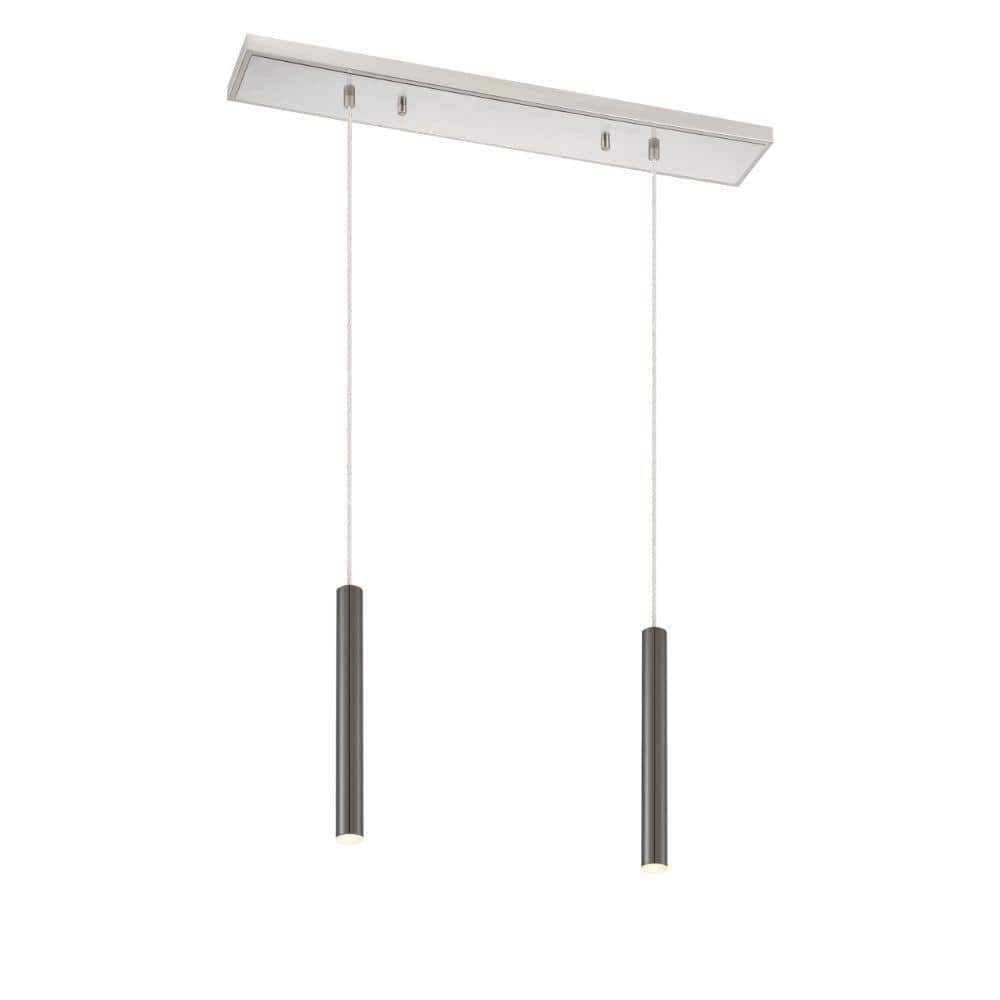 Forest 5-Watt 2-Light Integrated LED Brushed Nickel Shaded Chandelier with 