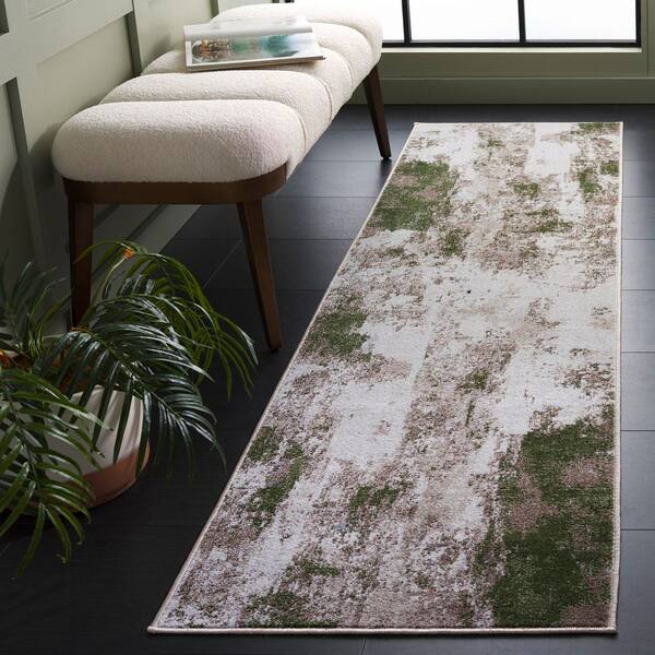 Bayside 2 ft. x 8 ft. Ivory/Green Rustic Marble Runner Rug