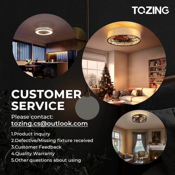 TOZING 52 in. Indoor Wood Low Profile Propeller Flush Mount