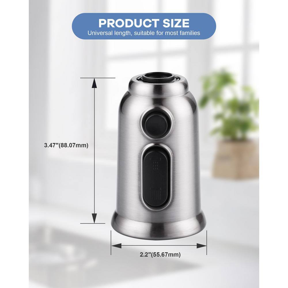 Brushed Nickel 3-Function Kitchen Faucet Spray Head with Adapters