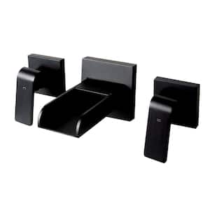 2-Handle Bathroom Wall Mounted Faucet in Matte Black