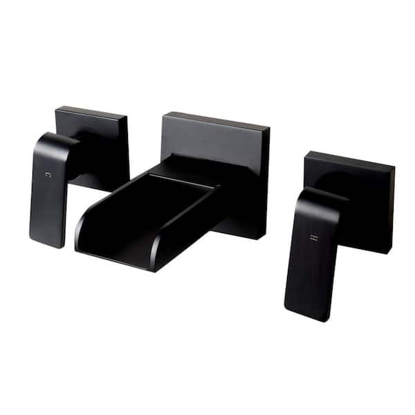 ALFI BRAND 2-Handle Bathroom Wall Mounted Faucet in Matte Black