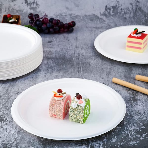 10.25 in. Disposable Paper Plates with Compostable, Super Strong for Kitchen, Party, Everday and Dining, White(150-Pack)
