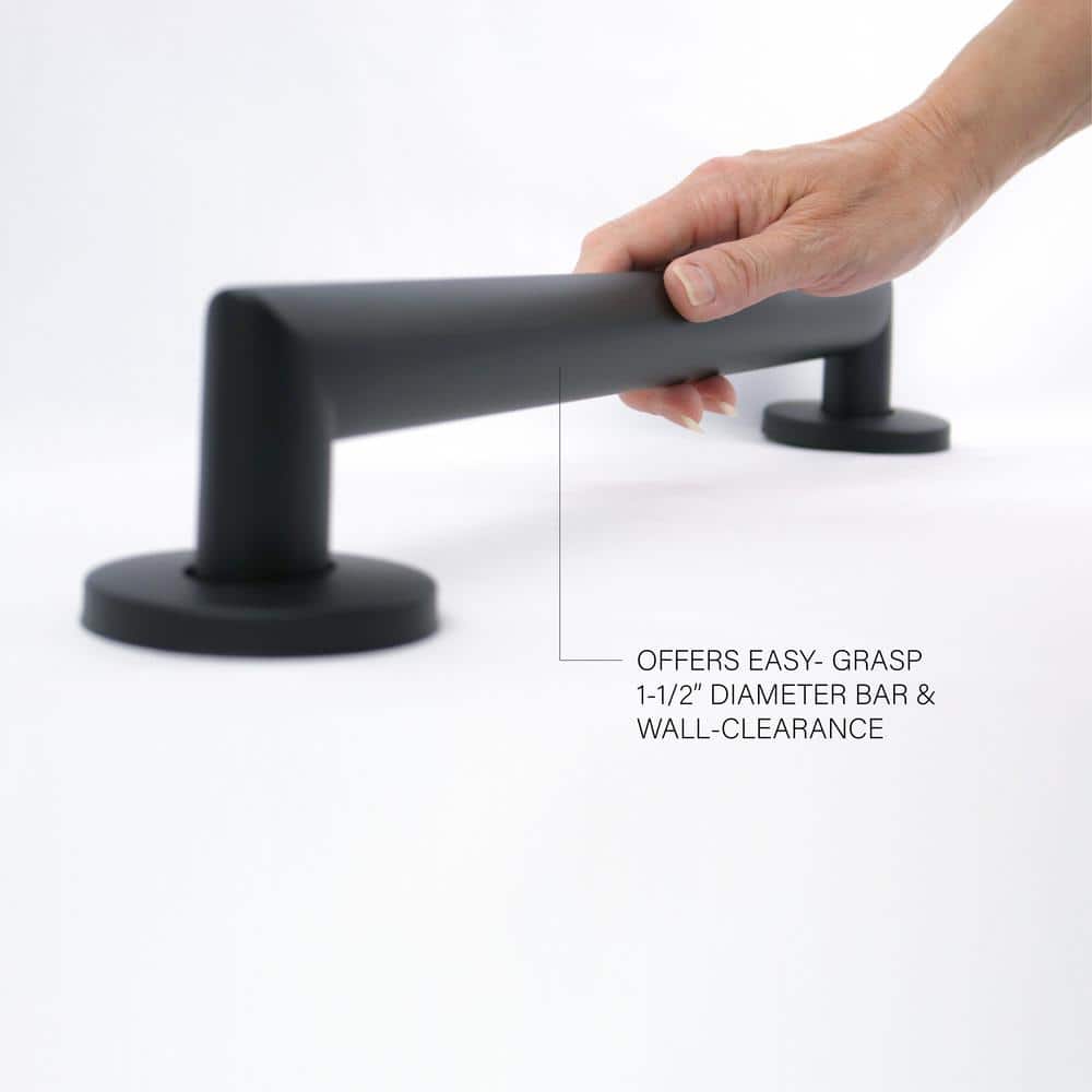 12'' Matte Black Stainless Steel Wall Mounted Grab Bar
